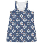 Flower Denim Jeans Pattern Print Women's Racerback Tank Top