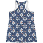 Flower Denim Jeans Pattern Print Women's Racerback Tank Top