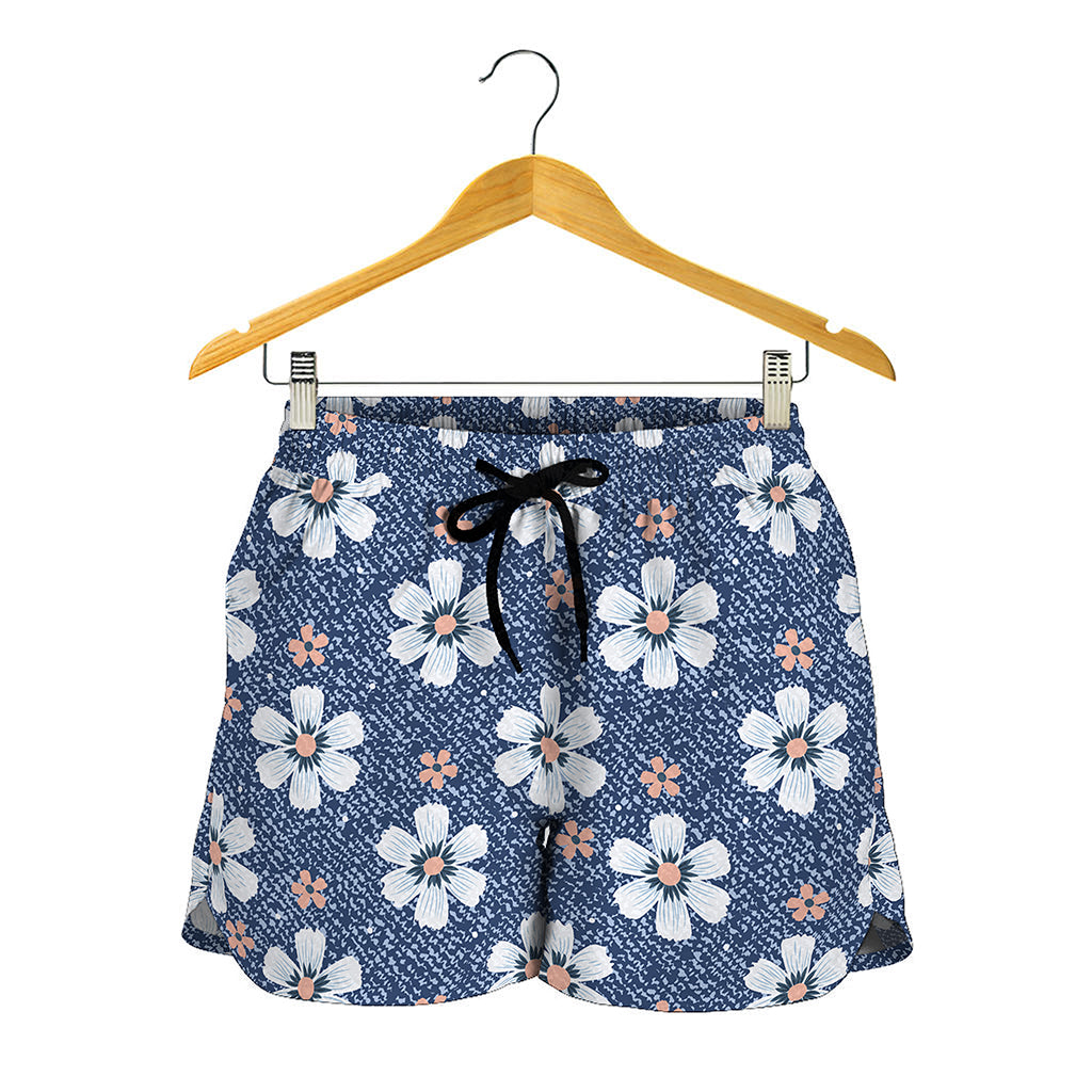 Flower Denim Jeans Pattern Print Women's Shorts