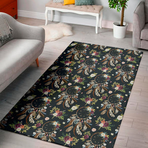 Flower Dream Catcher Pattern Print Area Rug