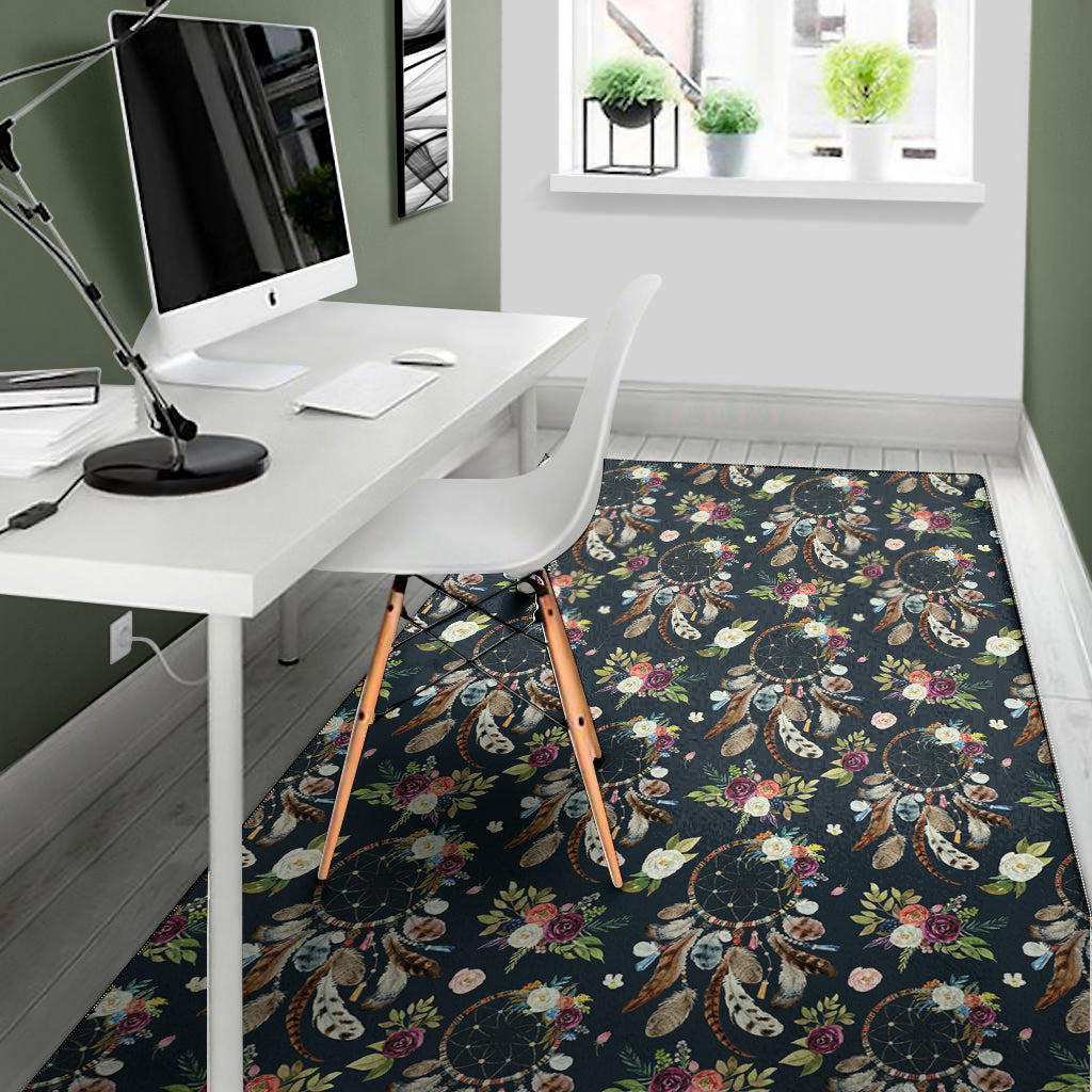 Flower Dream Catcher Pattern Print Area Rug