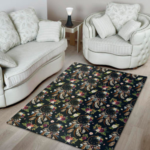 Flower Dream Catcher Pattern Print Area Rug