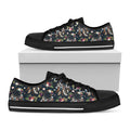 Flower Dream Catcher Pattern Print Black Low Top Sneakers