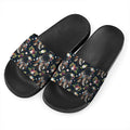 Flower Dream Catcher Pattern Print Black Slide Sandals