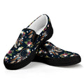 Flower Dream Catcher Pattern Print Black Slip On Sneakers