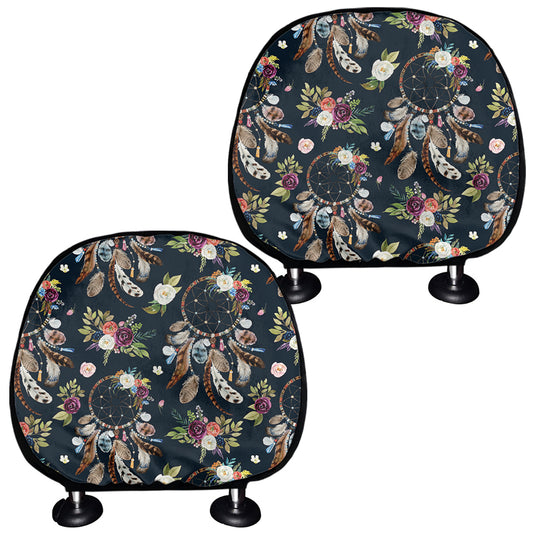 Flower Dream Catcher Pattern Print Car Headrest Covers