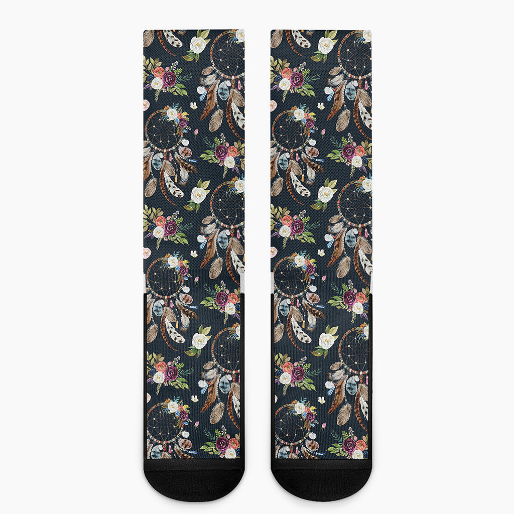 Flower Dream Catcher Pattern Print Crew Socks