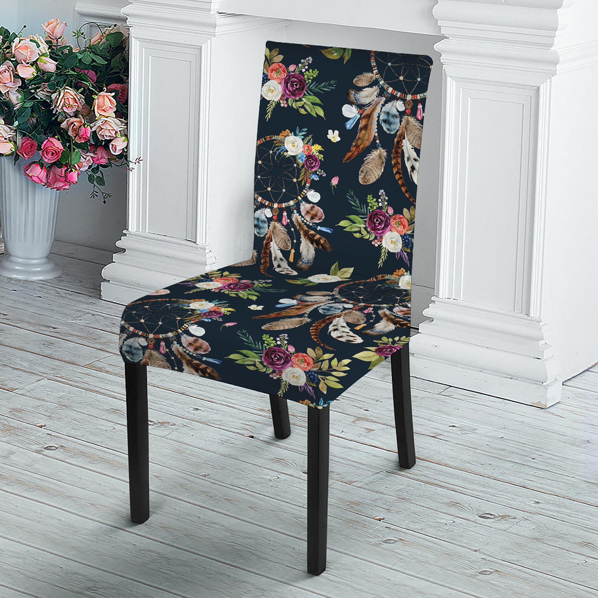 Flower Dream Catcher Pattern Print Dining Chair Slipcover