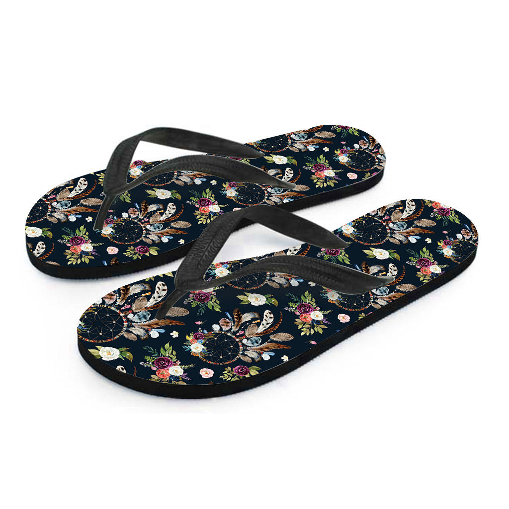 Flower Dream Catcher Pattern Print Flip Flops