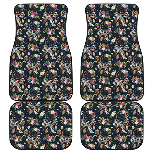 Flower Dream Catcher Pattern Print Front and Back Car Floor Mats