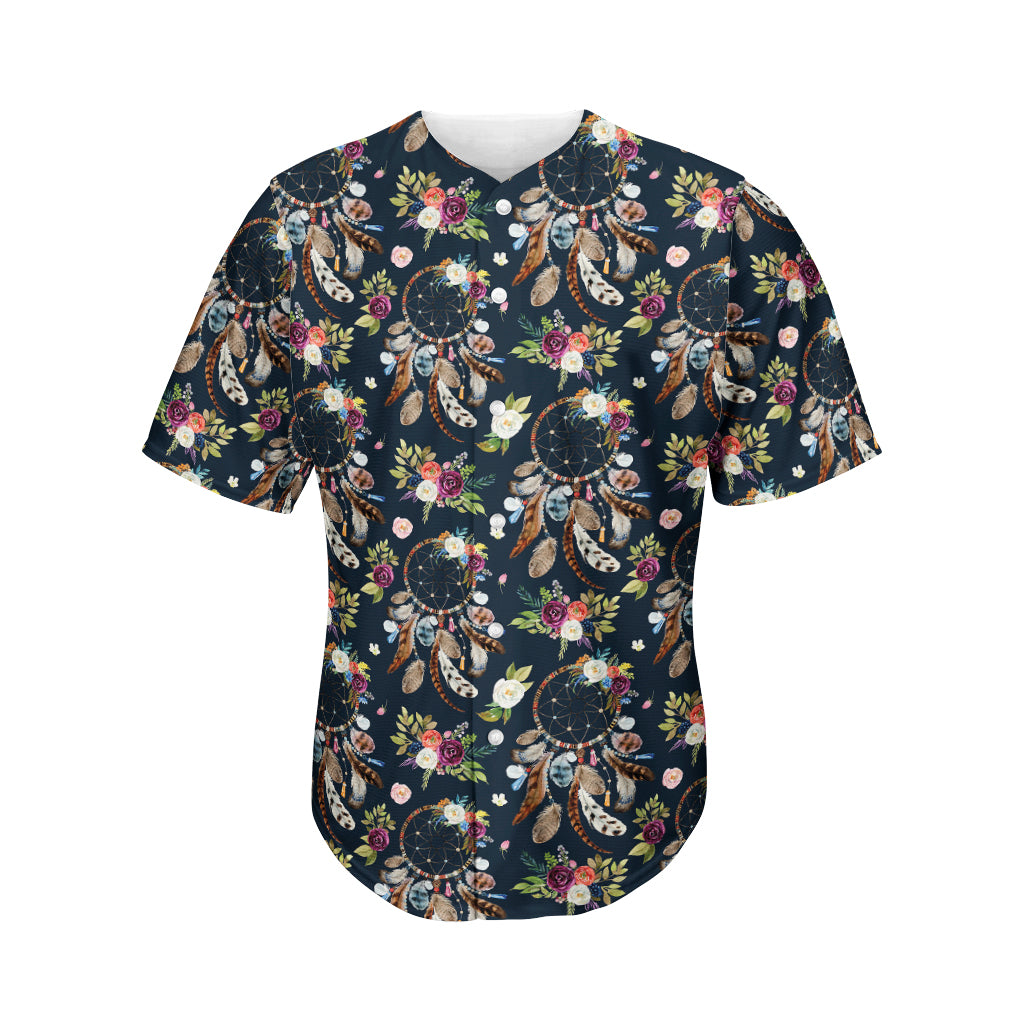 Flower Dream Catcher Pattern Print Men's Baseball Jersey