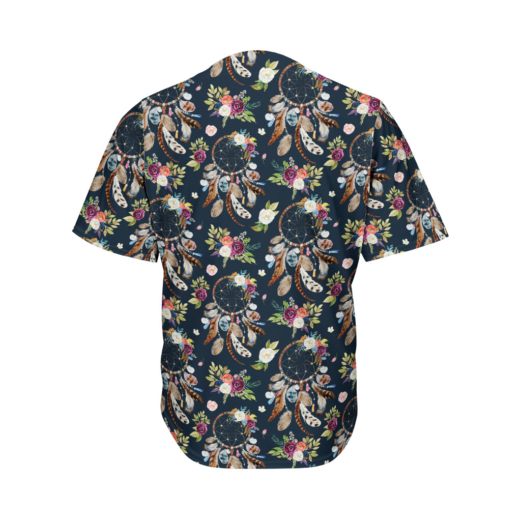 Flower Dream Catcher Pattern Print Men's Baseball Jersey