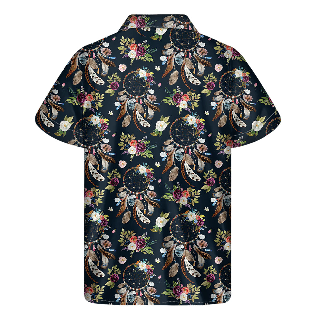 Flower Dream Catcher Pattern Print Men's Short Sleeve Shirt