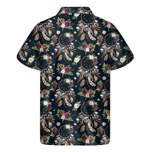 Flower Dream Catcher Pattern Print Men's Short Sleeve Shirt