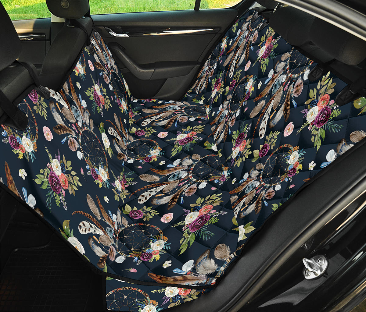 Flower Dream Catcher Pattern Print Pet Car Back Seat Cover