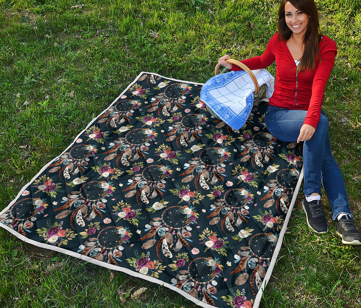 Flower Dream Catcher Pattern Print Quilt