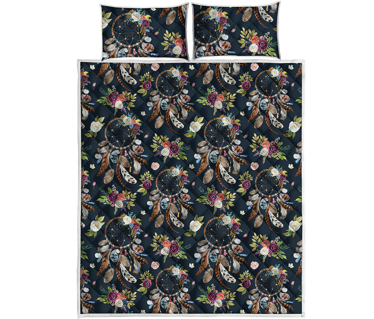 Flower Dream Catcher Pattern Print Quilt Bed Set