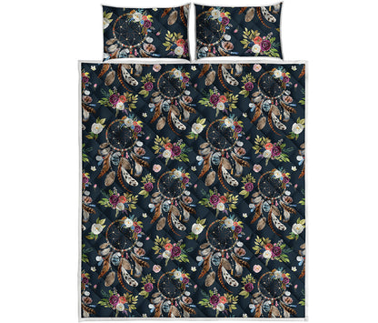 Flower Dream Catcher Pattern Print Quilt Bed Set
