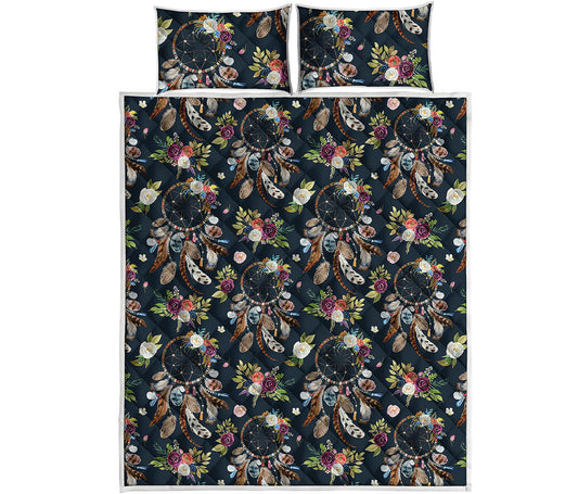 Flower Dream Catcher Pattern Print Quilt Bed Set