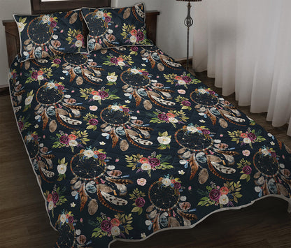 Flower Dream Catcher Pattern Print Quilt Bed Set