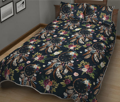 Flower Dream Catcher Pattern Print Quilt Bed Set