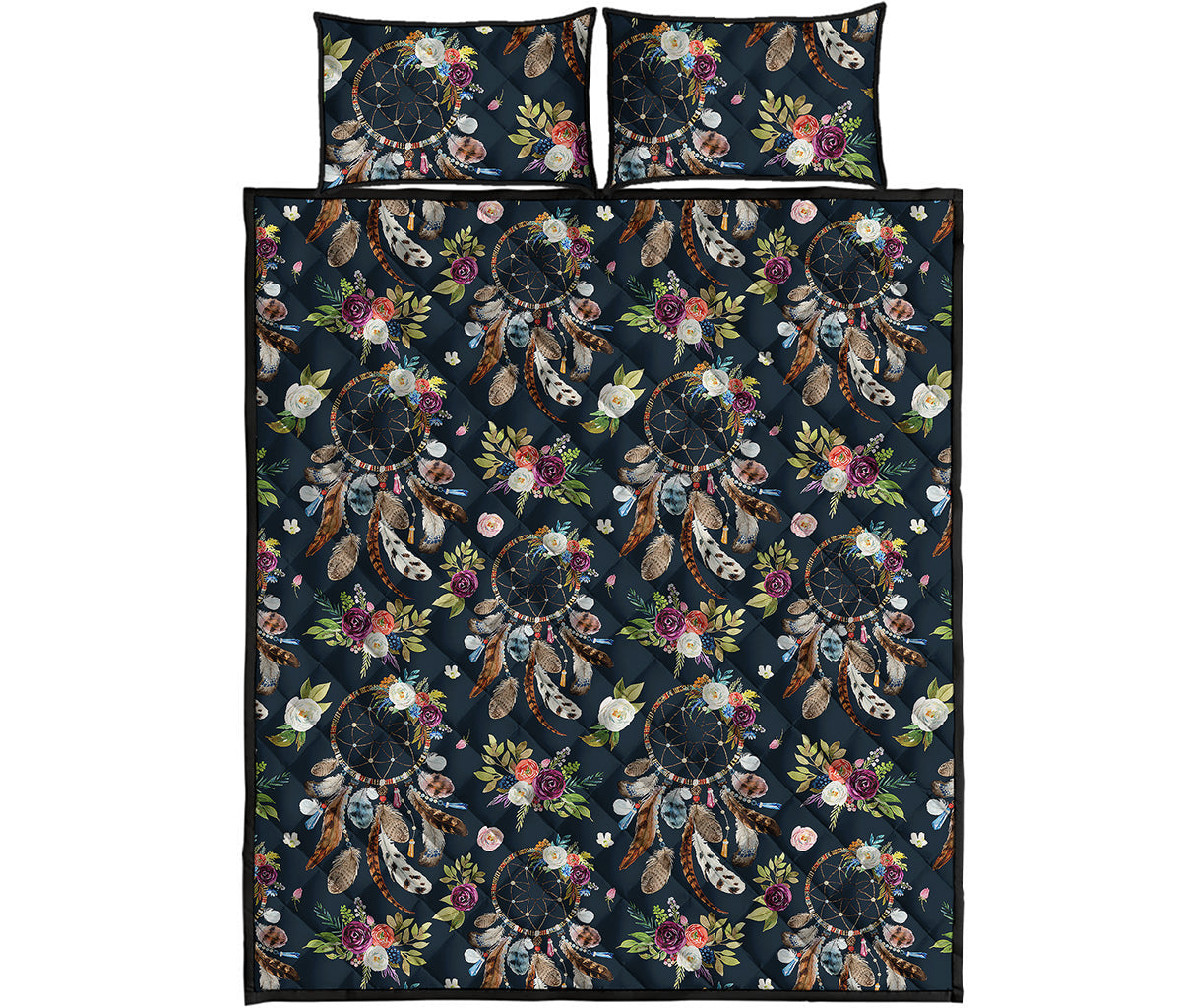 Flower Dream Catcher Pattern Print Quilt Bed Set