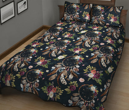 Flower Dream Catcher Pattern Print Quilt Bed Set