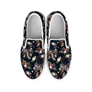 Flower Dream Catcher Pattern Print White Slip On Shoes