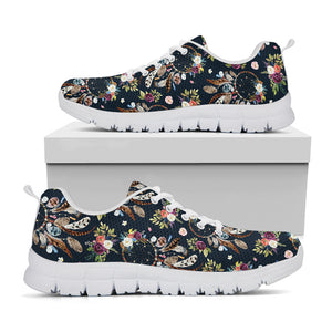 Flower Dream Catcher Pattern Print White Sneakers