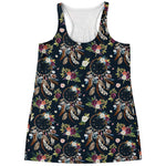 Flower Dream Catcher Pattern Print Women's Racerback Tank Top