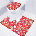 Flower Kimono Pattern Print 3 Piece Bath Mat Set