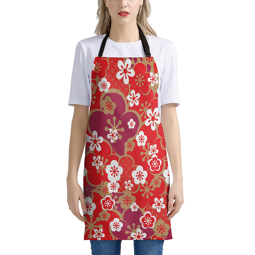 Flower Kimono Pattern Print Apron