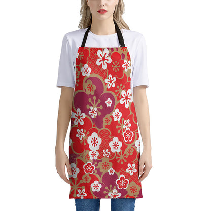 Flower Kimono Pattern Print Apron