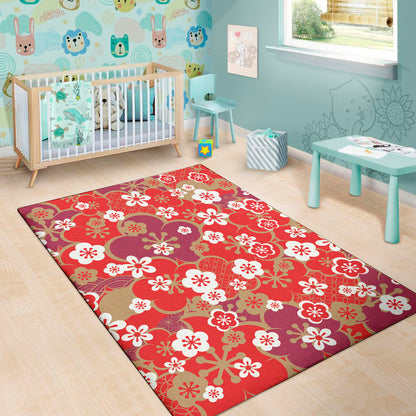 Flower Kimono Pattern Print Area Rug