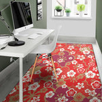 Flower Kimono Pattern Print Area Rug