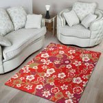 Flower Kimono Pattern Print Area Rug