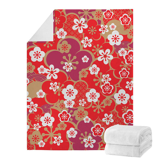 Flower Kimono Pattern Print Blanket