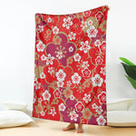 Flower Kimono Pattern Print Blanket