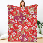 Flower Kimono Pattern Print Blanket