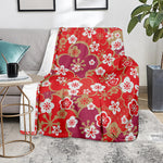 Flower Kimono Pattern Print Blanket