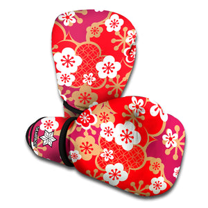 Flower Kimono Pattern Print Boxing Gloves