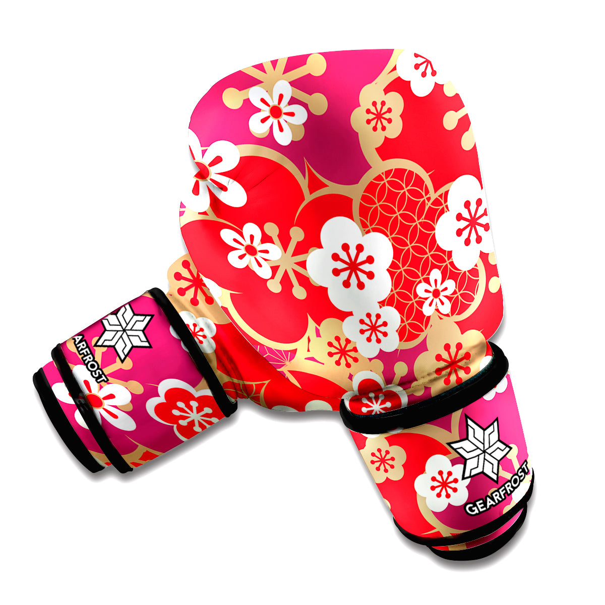 Flower Kimono Pattern Print Boxing Gloves