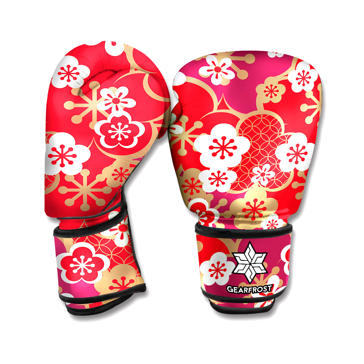 Flower Kimono Pattern Print Boxing Gloves