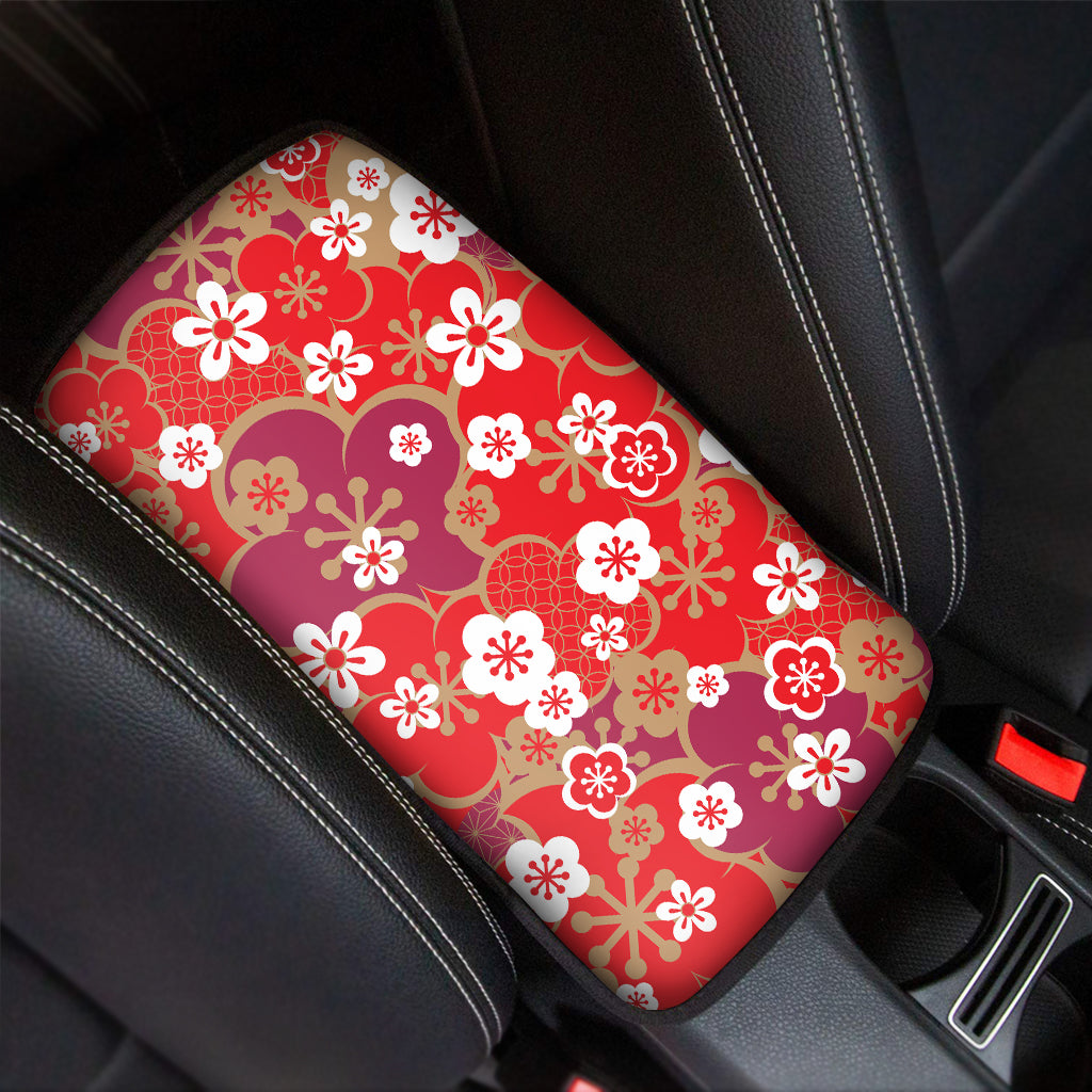 Flower Kimono Pattern Print Car Center Console Cover