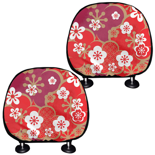 Flower Kimono Pattern Print Car Headrest Covers