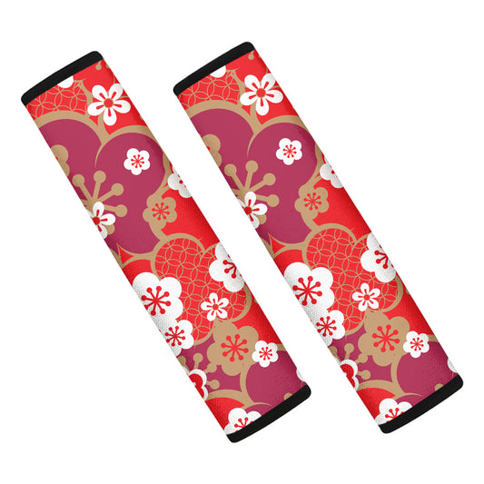 Flower Kimono Pattern Print Car Seat Belt Covers