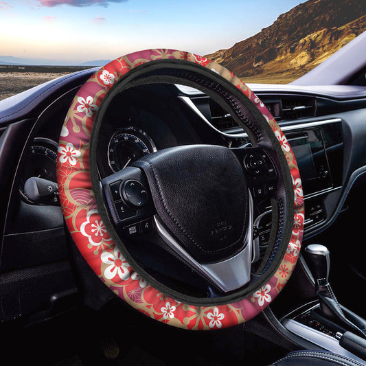 Flower Kimono Pattern Print Car Steering Wheel Cover