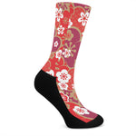 Flower Kimono Pattern Print Crew Socks