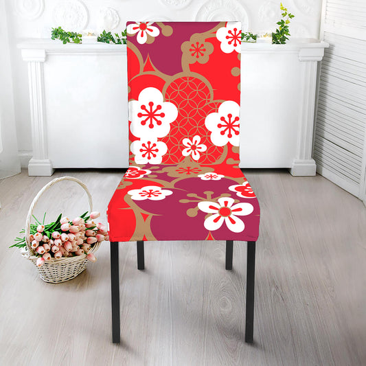Flower Kimono Pattern Print Dining Chair Slipcover