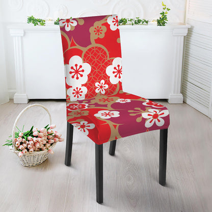 Flower Kimono Pattern Print Dining Chair Slipcover
